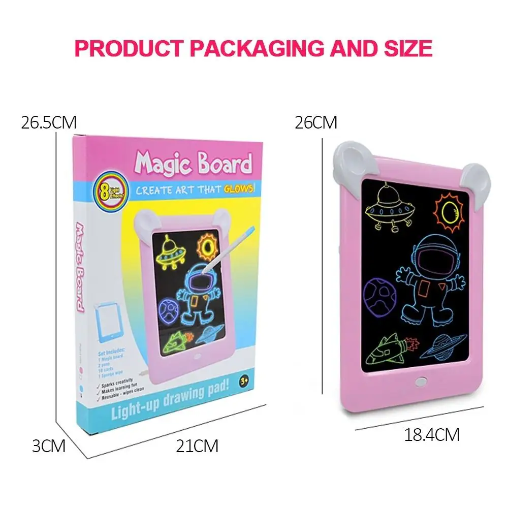 Led Blue/Pink 3d Painting Board Magic Drawing LED Artboard Cartoon Write Child Graffiti Interesting Art Student | Канцтовары для