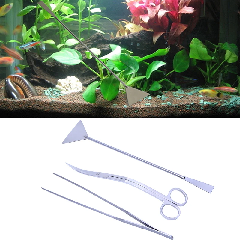 Drop Ship 3Pcs Aquarium Aquatic Live Maintenance Tweezers Scissors Leveler Tool Kit | Дом и сад