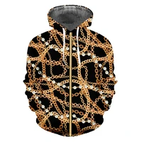 ifpd eu size baroque court style zipper hoodies 3d print crown golden chain luxury sweatshirts men plus size pullover tracksuit