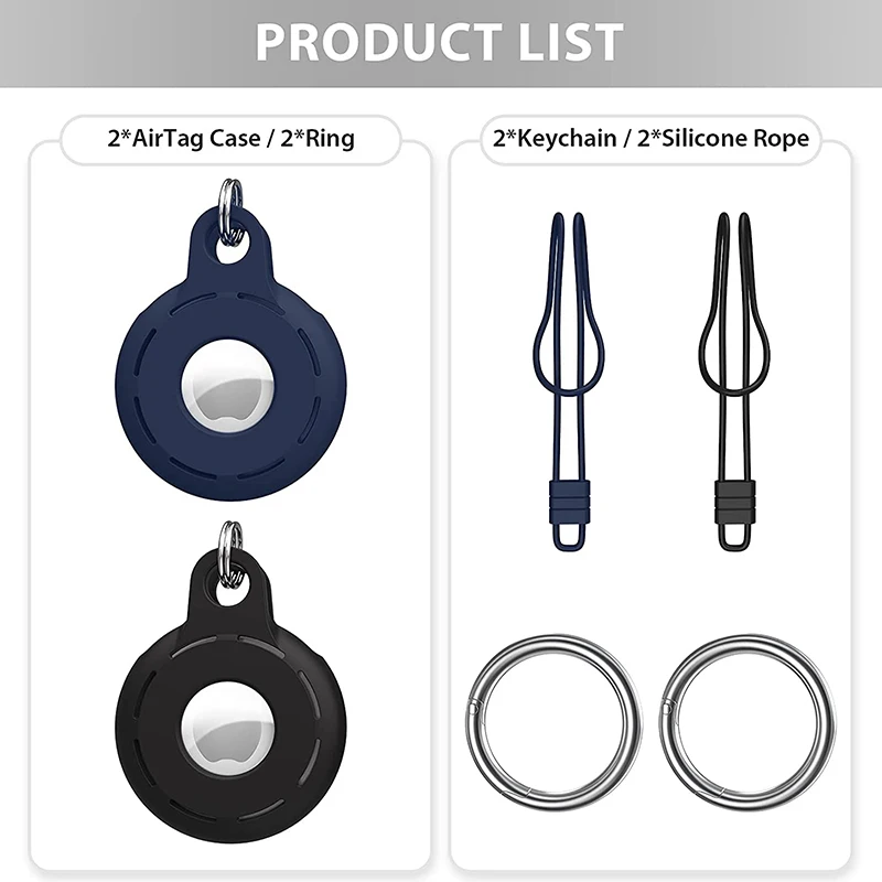 

Soft Liquid Silicone Protective Case For Airtags Cover Hangable Keychain Locator Tracker Cover For airtag holder collar Case