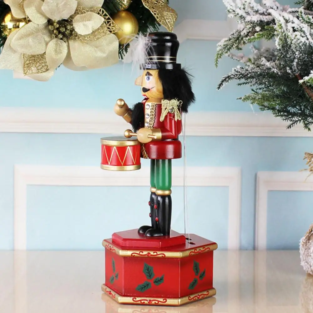 

2021 Christmas Wooden Nutcracker Nutcracker Doll Puppet Music Box For Home Christmas Decoration Figurines Ornaments Gifts