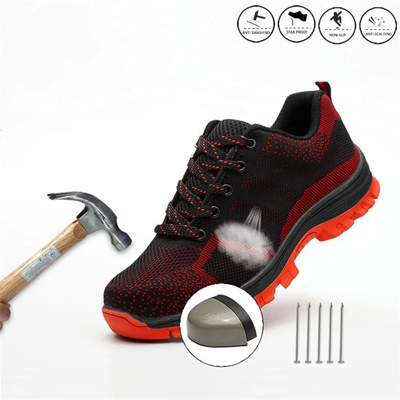 

Мужские защитные ботинки со стальным носком, защита от ударов, защита от проколов, Уличная обувь для пеших прогулок