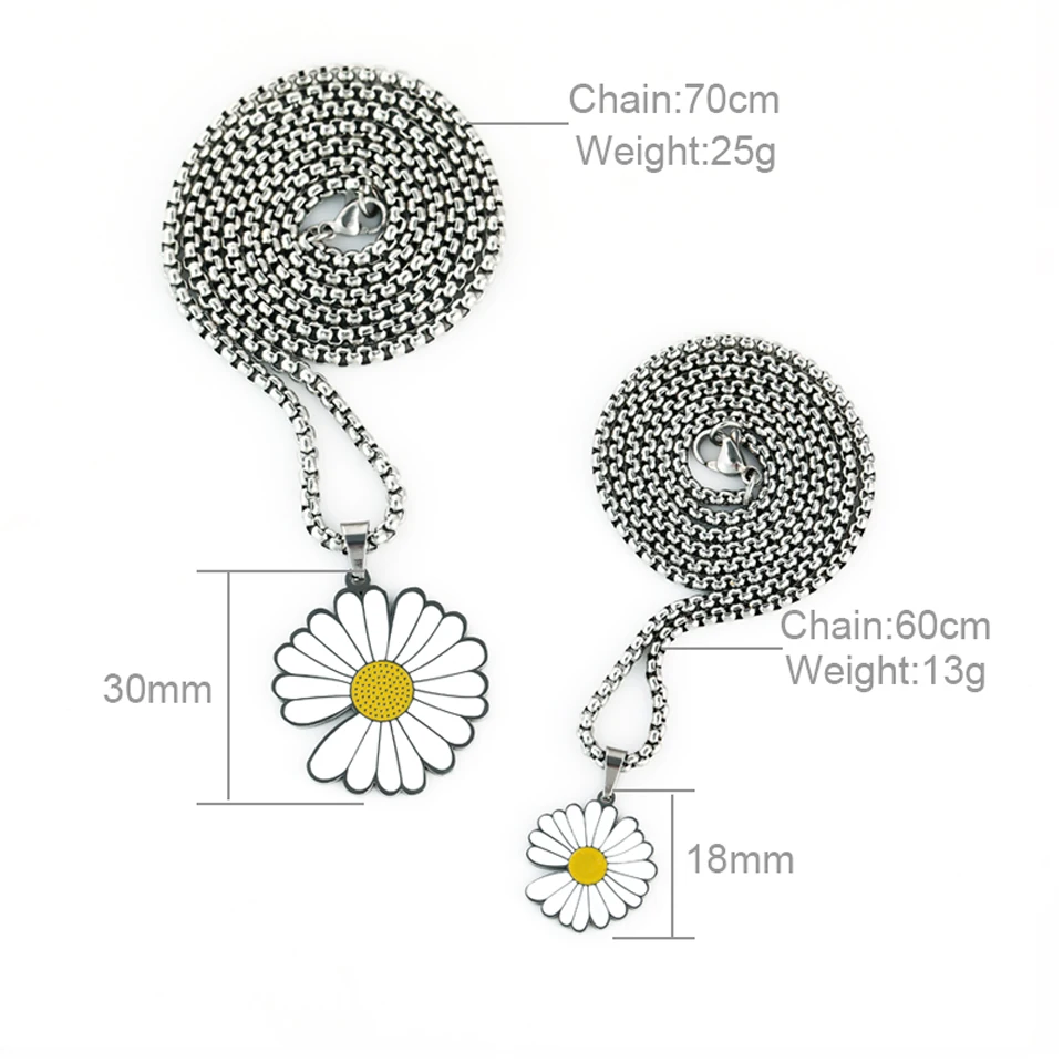 Стильное ожерелье с ромашками для женщин серебряная цепочка из нержавеющей