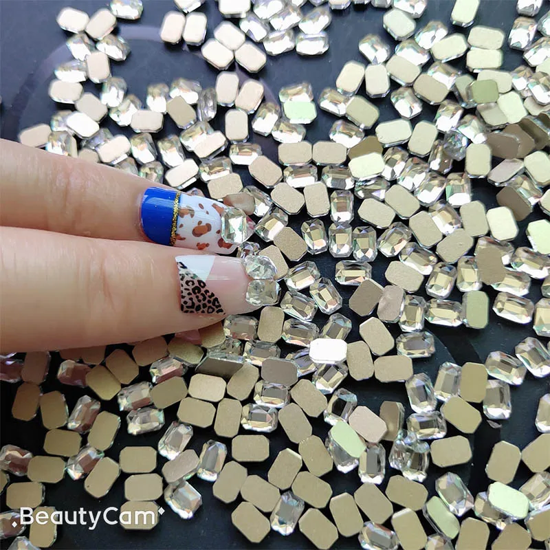 4X6mm Rectangular Big pack 1000pcs shinny crystal Non Flat back Rhinestones for Lady DIY Glue On 3D Nail Art nails | Дом и сад