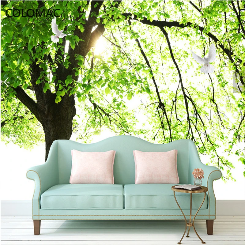Colomac Custom Simple Living Room Background Wallpaper Green Tree Forest Landscape 3D Large Mural Decorative Paper Dropshipping |
