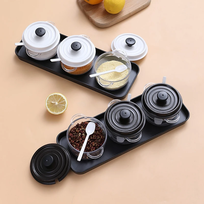 

Plastic Seasoning Container Creative Seasoning Box Spice Jar with Lid Spoon Lovely Design Spice Salt Sugar Container Pepper Jar