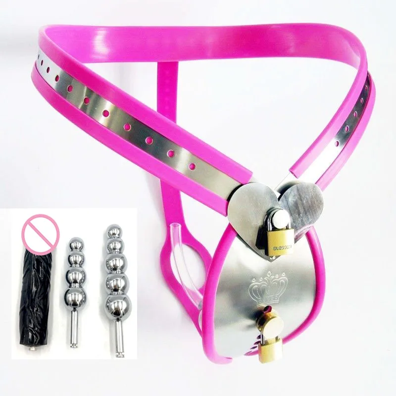 

Pretty Sexy Male BDSM Bondage Chastity Cock Cage Belt Device with Anal Plug Catheter Sissy Heart-shaped Stainless Steel Lock Men