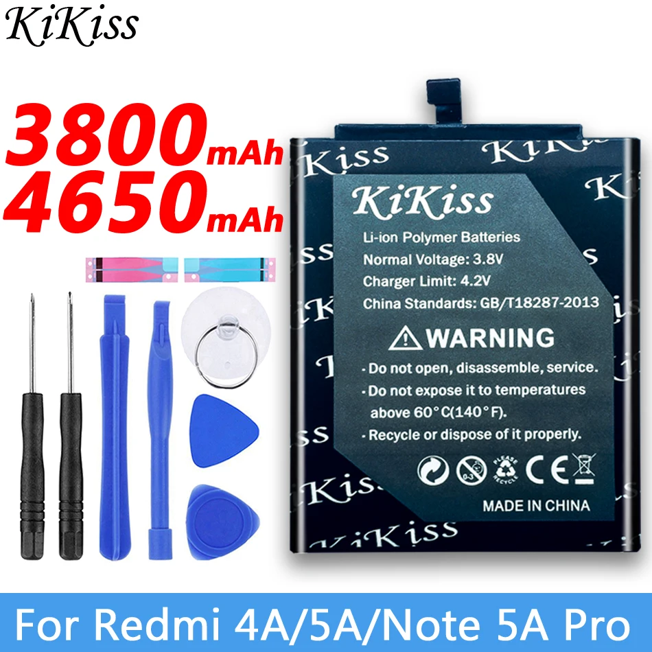 Бесплатный инструмент аккумулятор KiKiss BN30 BN31 BN34 для Xiao mi Red mi 4A/Red mi 5A/Red mi Note 5A/Red mi Note 5A Pro Аккумулятор для Xiao mi 5X mi 5X