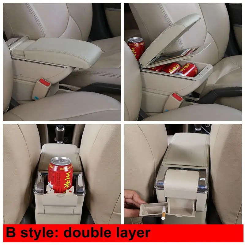 Подлокотник коробка для Hyundai Accent Verna 2006-2011 USB зарядка повышается двойной слой