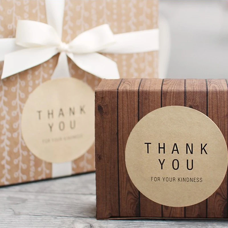 60 шт./упак. круглая квадратная крафт печать наклейка в подарок спасибо сделай сам