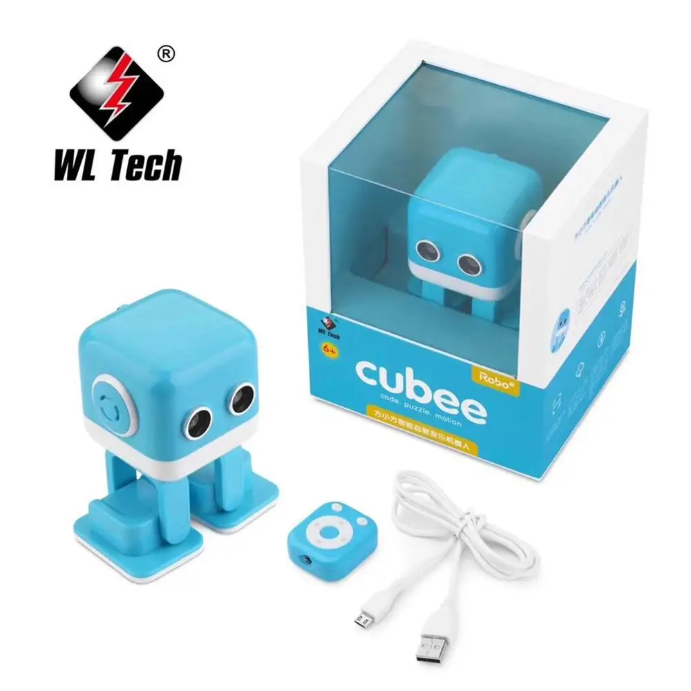 Интеллектуальный светодиодный робот WLtoys Cubee F9 с двойным режимом управления и ультра-звуковым датчиком дистанционного управления, детский игрушечный робот для танцев