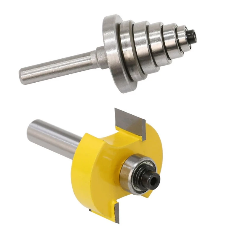 

Router Bit with 6 Bearings Wrench Set 1/4" 6.35mm Shank Woodworking Tools Tenon Cutter for Carpenter