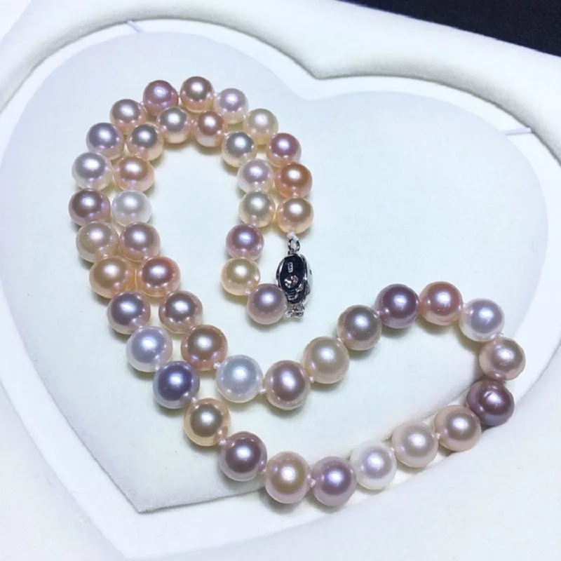 

9-10mm round freshwater pearl necklace, pearl jewelry, women's pearl ornament