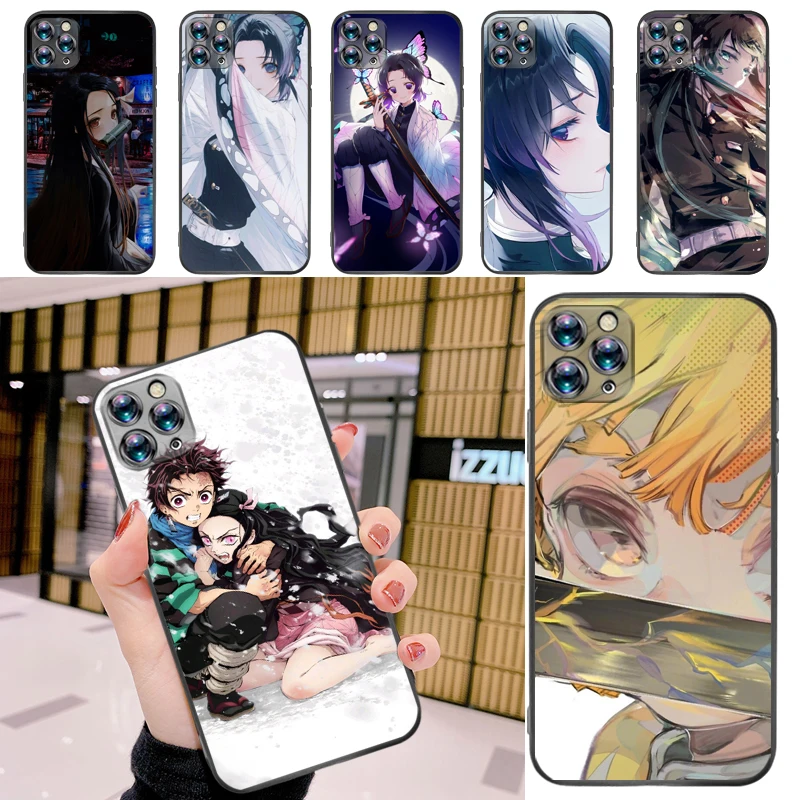 

Demon Slayer Kamado Tanjirou Kimetsu No Yaiba Kamado Nezuko Agatsuma Zenitsu Phone Case For iPhone 11 Pro MAX Funda Soft TPU