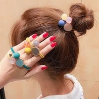 new headdress korean style round buckle rubber band lovely hair accessories small fresh hair circle geometric knotted hair rope