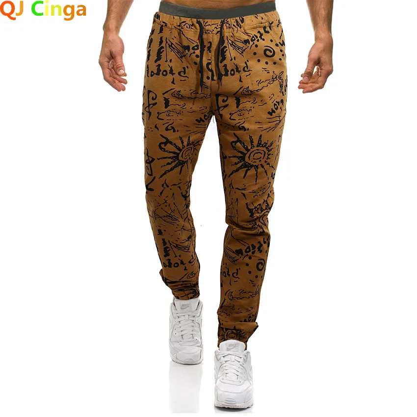 

Новинка, спортивные штаны QJ CINGA, мужские длинные брюки из хлопка и льна на шнуровке, модные штаны с принтом, брюки для бега желтого, черного, с...