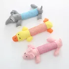 Плюшевая игрушка-пищалка для собак, свинья, слон, утка, веревка для домашних животных, игрушки для щенков, звуковая игрушка, тренировочная интерактивная игрушка для поднятия костей