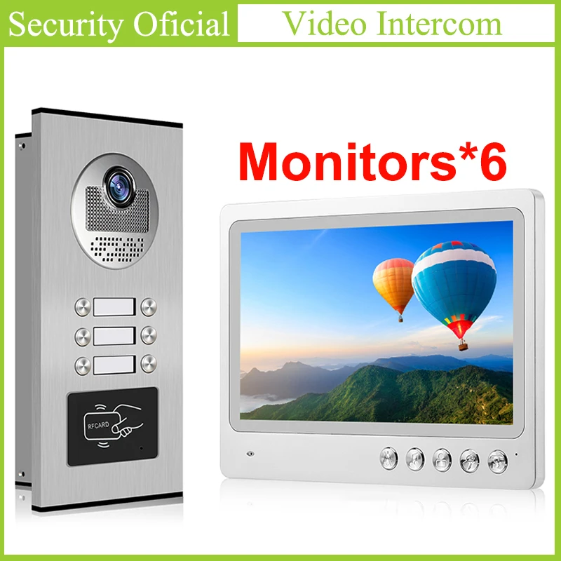 

9 inch Color Intercom Kits Video Doorbell Network Connect Waterproof RFID Station Multi Apartment Building Video Intercom System