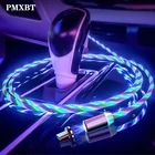 Магнитный кабель Pmxbt USB Type-CMicroLightning для телефонов iPhoneAndroid с подсветкой, 2.4A, 12 м