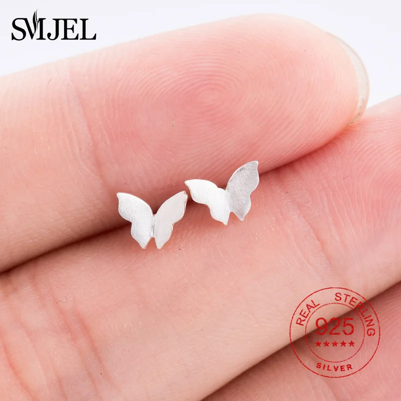 

Real 925 Sterling Silver Earrings for Women Personality Cute Pig Cat Heart Butterfly Earing Studs Child Christmas Gift