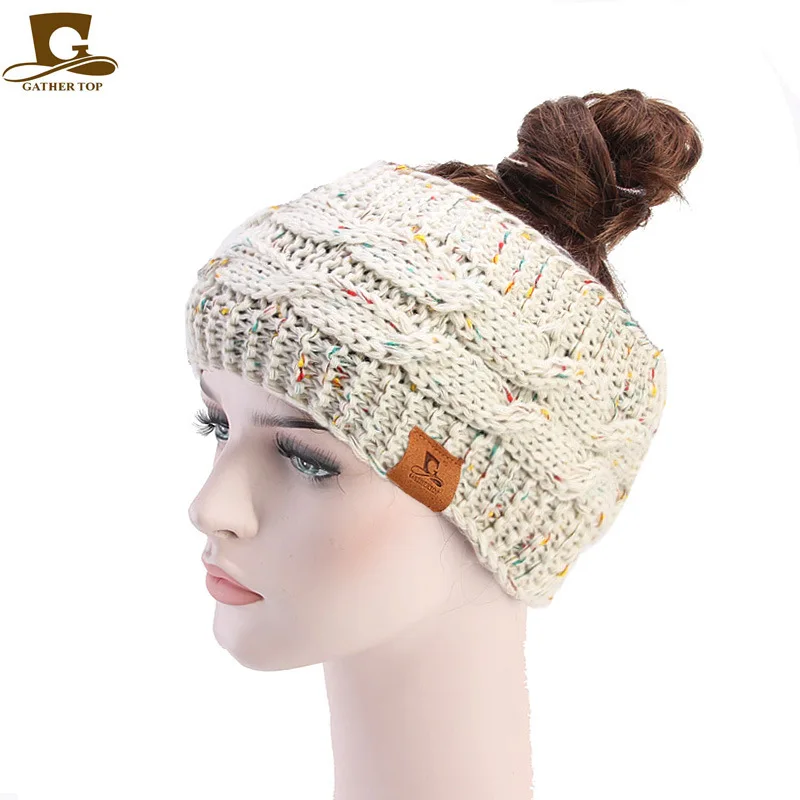 Осень-зима новинка плетеная повязка на голову теплые наушники шапка с отверстием