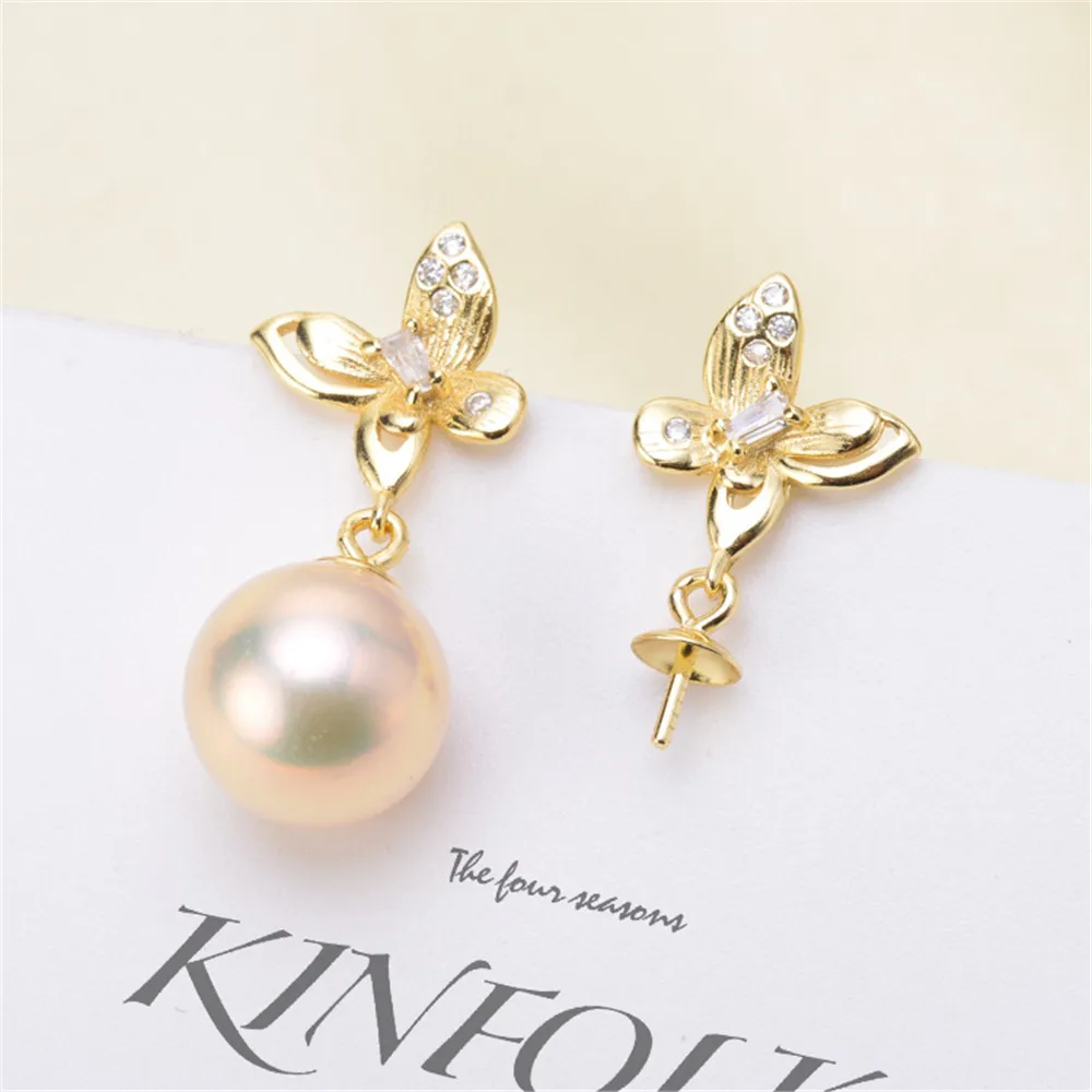 

925 Sterling Silver Plating Earrings Pearl Earrings Accessories Findings Earrings Jewelry Parts Fittings Mountings DIY Girl Gift