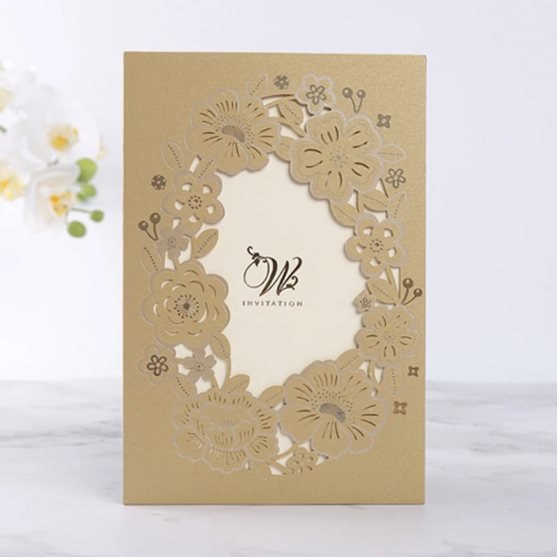 1 шт. лазерная резка свадебные приглашения элегантные роскошные цветочные