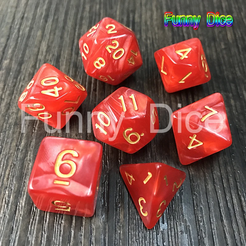 Новый креативный Набор из 7 многогранных перламутровых кубиков D4 D6 D8 D10 D12 D20 для
