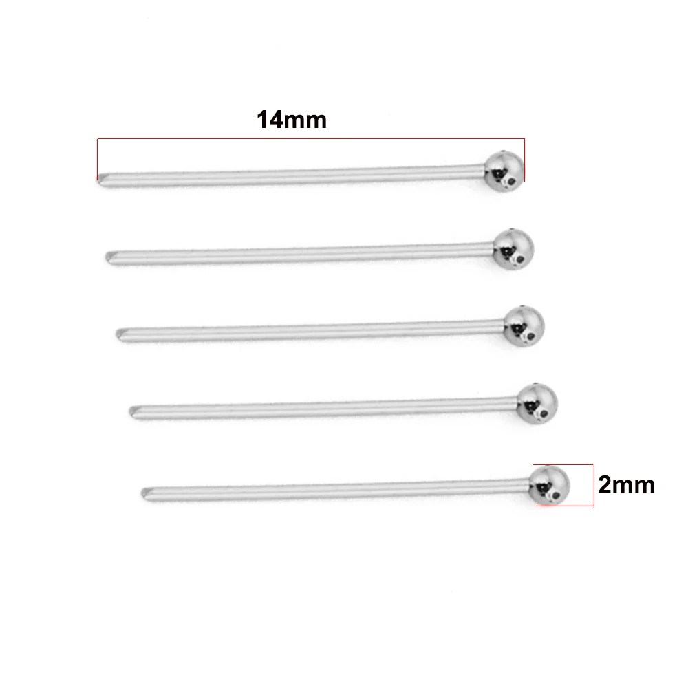 silver 0.6x2x14mm 100 шт., нержавеющая сталь, золото, серебро, тон 16, 18, 20, 25, 30, 35, 40, 50, 60, 70 мм, длина 2 мм, круглый шар для изготовления ювелирных изделий своими руками - Цвет: silver 0.6x2x14mm