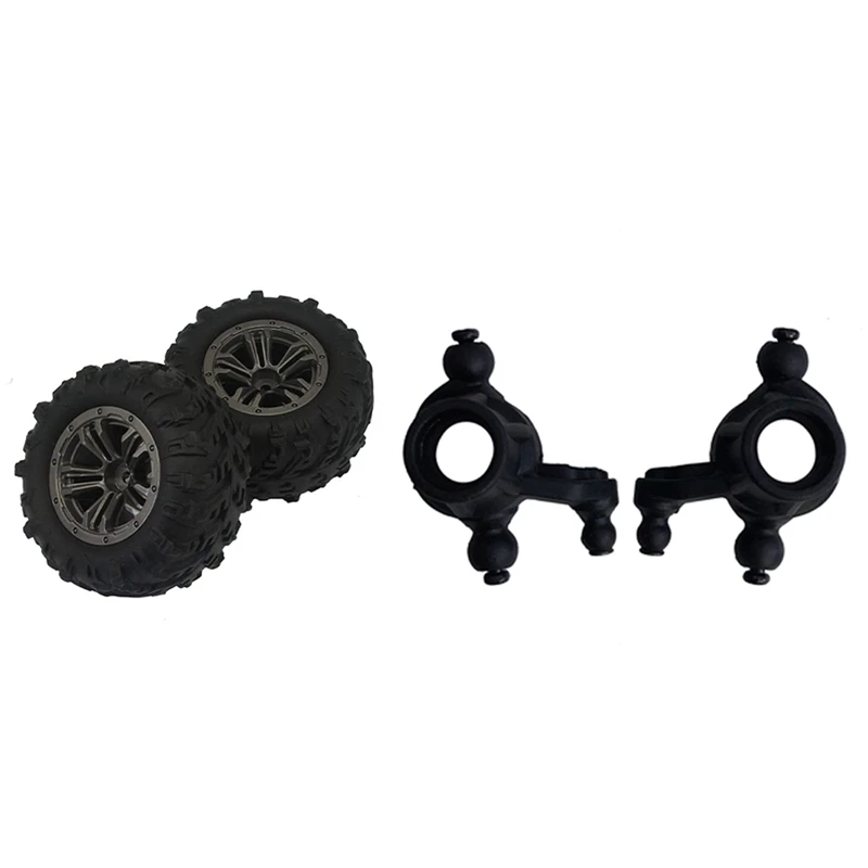 

2X Car Rubber Wheel Tire For XLH 1/16 Q901 Q902 Q903 & 2X RC Car Front Steering Cup Accessory SJ11 For 9130.9136.9137