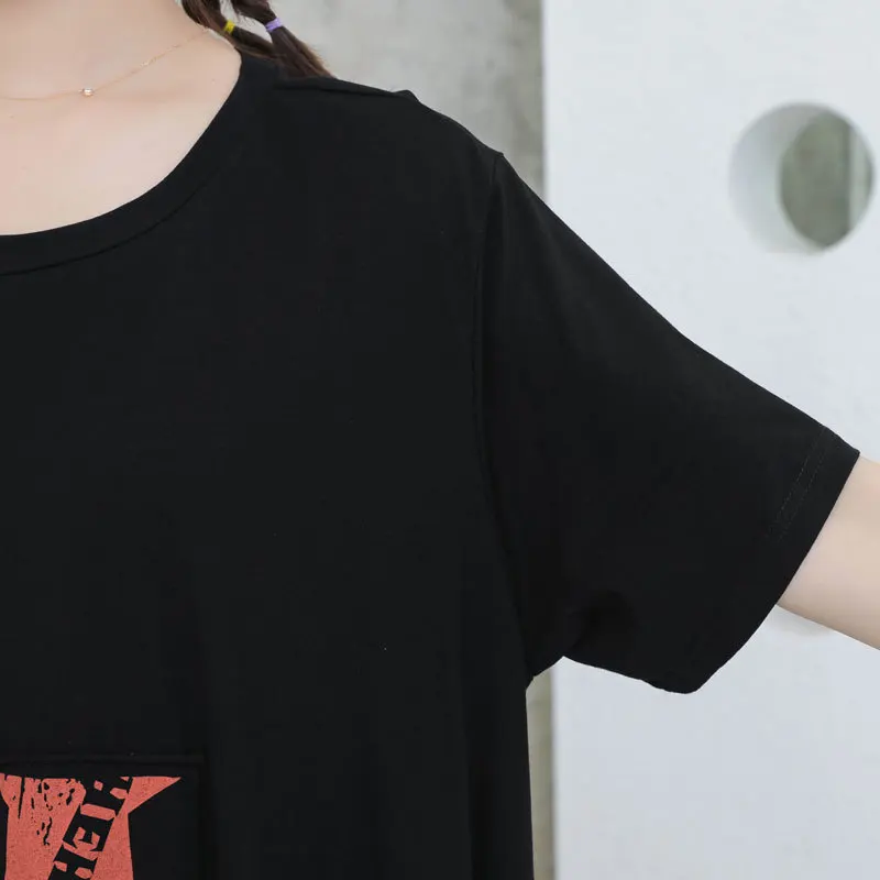 Женское длинное платье Max LuLu черное Повседневное в уличном стиле с принтом букв