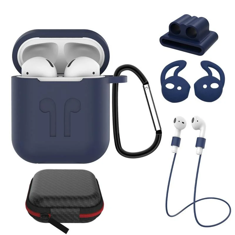 

2/5PSC Cases Lanyard Carabiner Protective Case For AirPods Headphone Silicone Cover For Air Pods 2 Case Accessories Storage Box