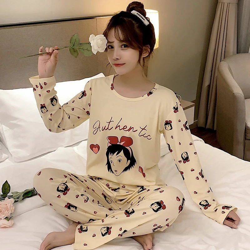 Женский пижамный комплект зимняя одежда с мультяшным рисунком для девочек