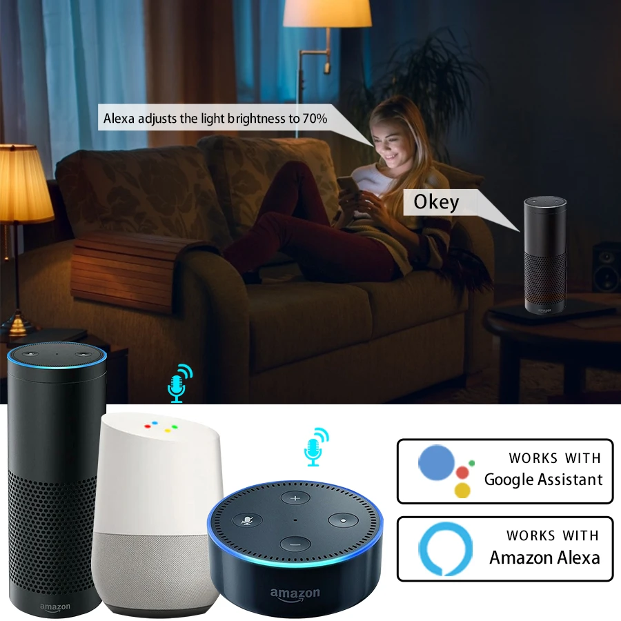 Умная Светодиодная лампа Tuya с Wi-Fi приглушаемая свесветильник для дома голосовым