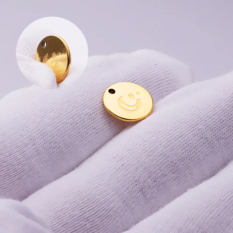 5 шт./лот круглые углы гравировка Луны звезды подвески зеркальная полированная