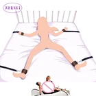 БДСМ искусственное Связывание для нижней кровати комплект веревочные наручники бандаж Sm Набор фиксаторов Пояс верности запястья лодыжки манжеты для секс-игрушек