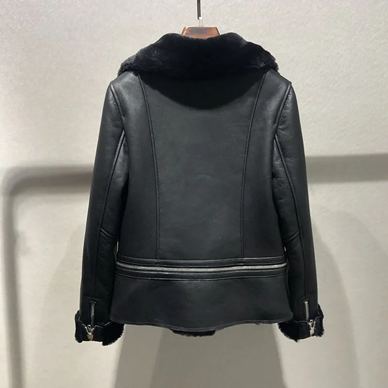 

natural real Merino sheep fur coat winter clothes women 2019 turn-down collar parka real fur genuine leather jacket removable