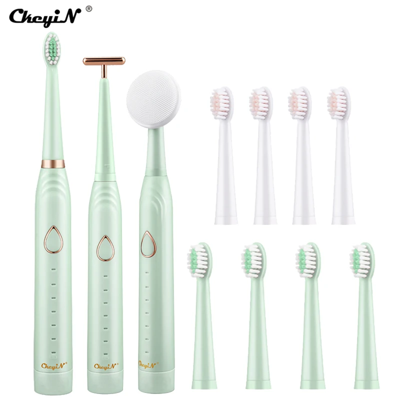 

CkeyiN 3 in 1 Ultrasonic Electric Toothbrush Facial Cleansing Brush Face Vibration Lifting Massgager Oral Care Teeth Whitening