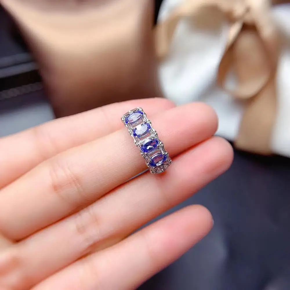 

2020 charming natural Tanzanite ring for women jewelry real 925 silver oval natural gem girl birthday gift birthstone virgo
