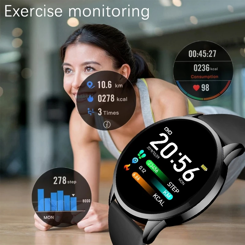

LIGE Fitness Tracker IP67 Waterproof Smart Bracelet Screen heart rate Monitor Pedometer Smart Wristband Sport smart watch Women