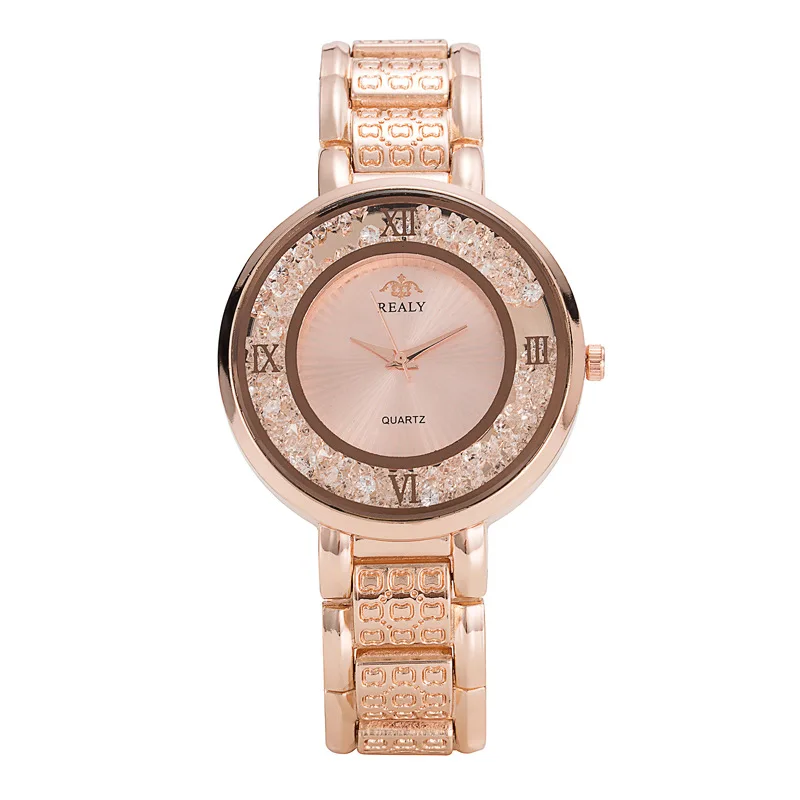 

European and American Fashion Double Circle Roman Dial Ball Design Women's Watch Alloy Bracelet Quartz Watch