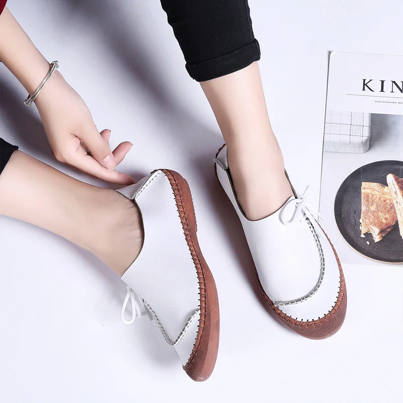  Белые ботинки без шнуровки удобная обувь на плоской подошве женские большие