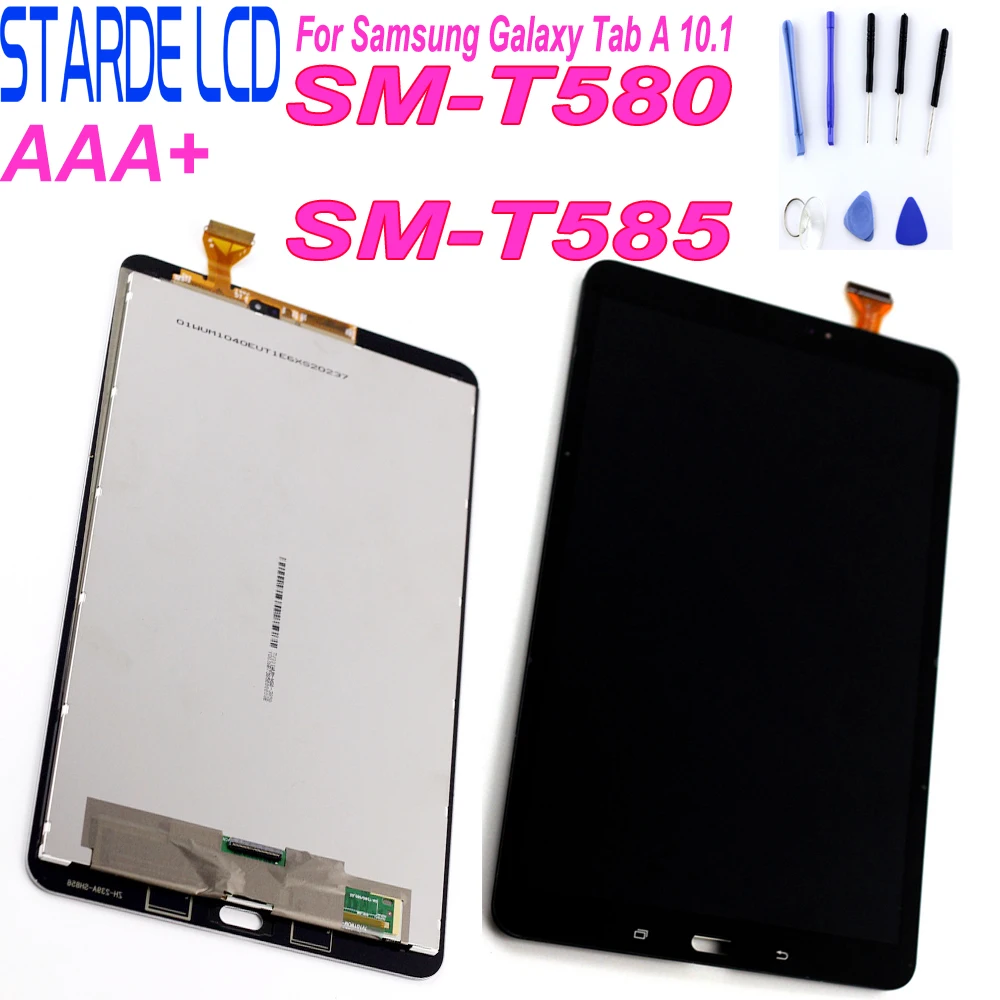 Сменный ЖК-дисплей для samsung Galaxy A 10,1 SM-T580 T585, кодирующий преобразователь сенсорного экрана в сборе, черно-белый с инструментами
