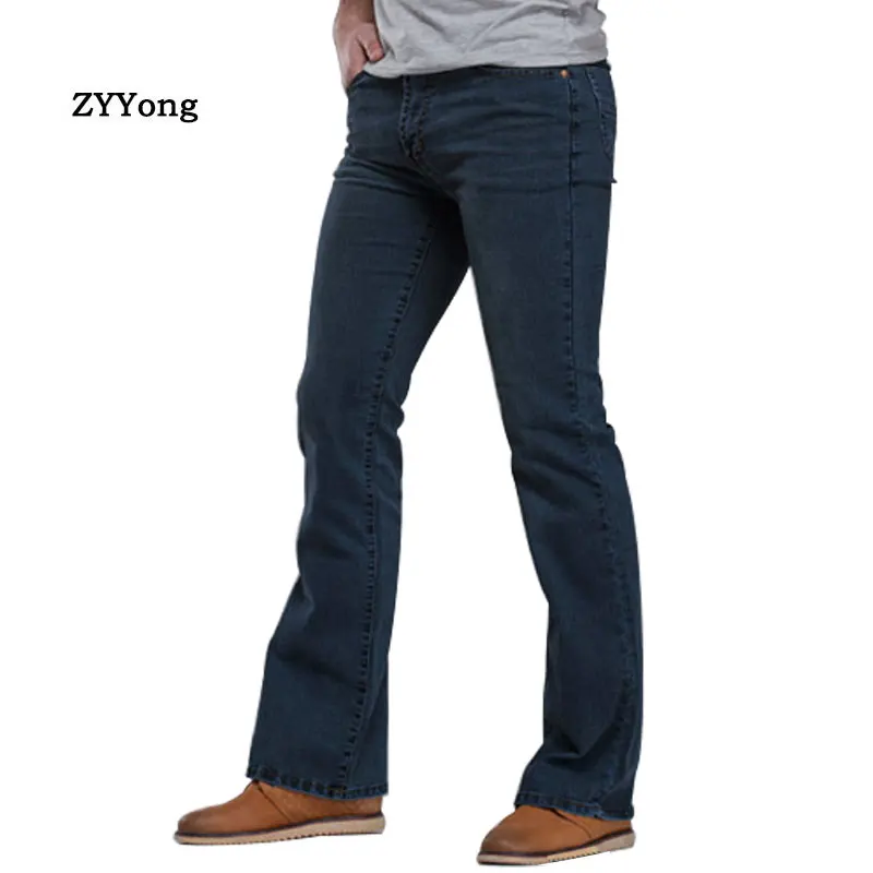 

Jeans Men Flared Boot Cut Denim Pants Comfortable Stretch Slim Slightly Designer Classic Leisure Blue Black Trousers