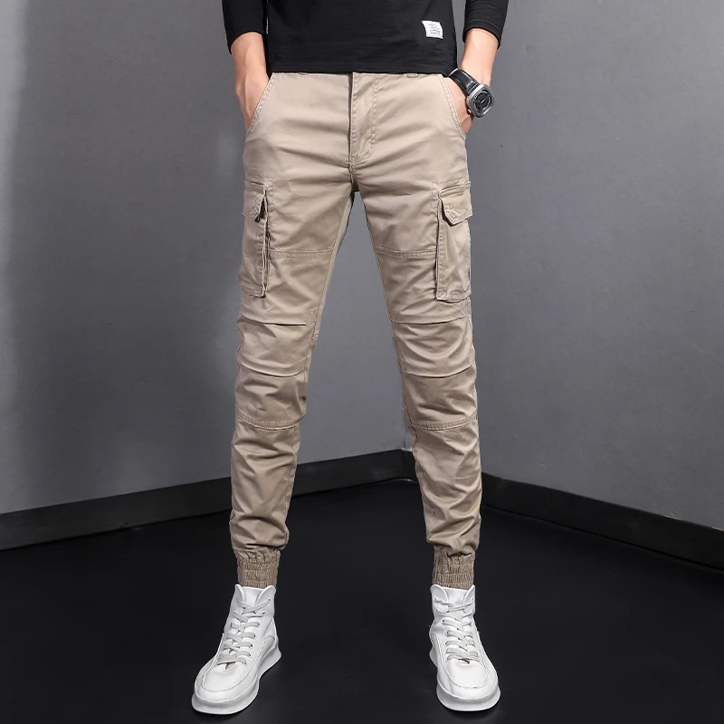 Korean Style Fashion Men Jeans Slim Fit Military Camouflage Casual Cargo Pants Men Overalls Streetwear Hip Hop Joggers Trousers