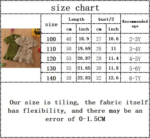 

Fashion Girls Short Sleeve Solid Outwear Overalls Dresses Kids Baby Girls Clothing Packet Buttons Dress Children Clothes 2-7Y