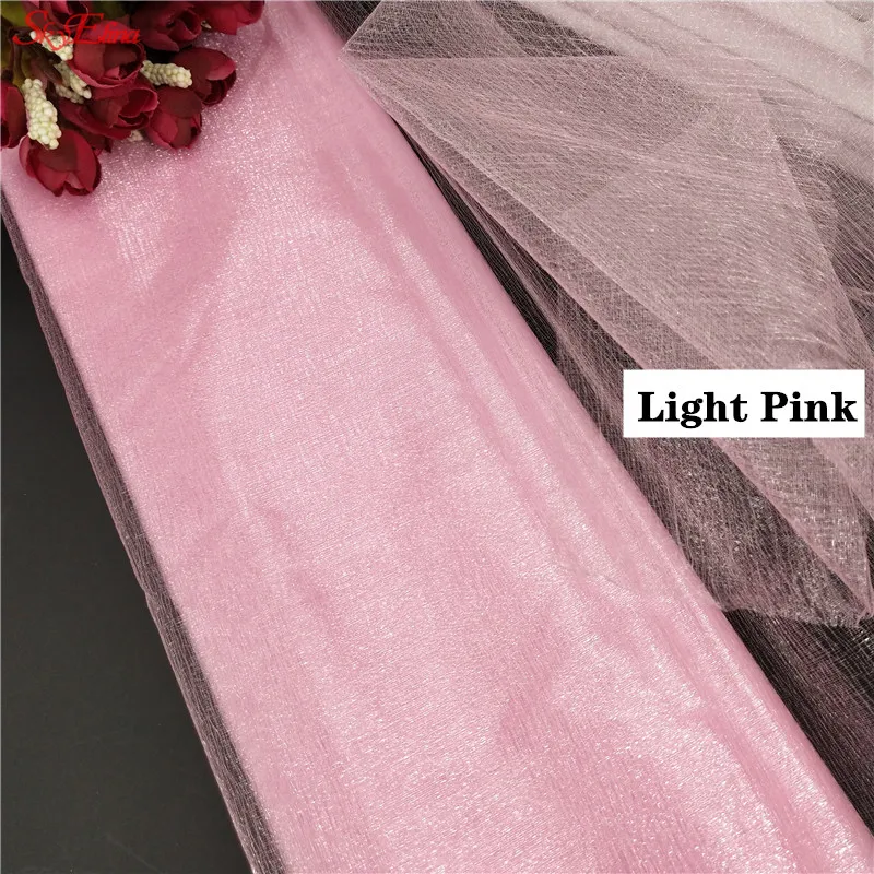 light pink 48 см в ширину* 5 м обувь с украшением в виде кристаллов, тюль из органзы, рулон, драпированная ткань, украшение для свадьбы, хороший подарок на день рождения, вечерние украшения DIY скатерти 5 - Цвет: light pink