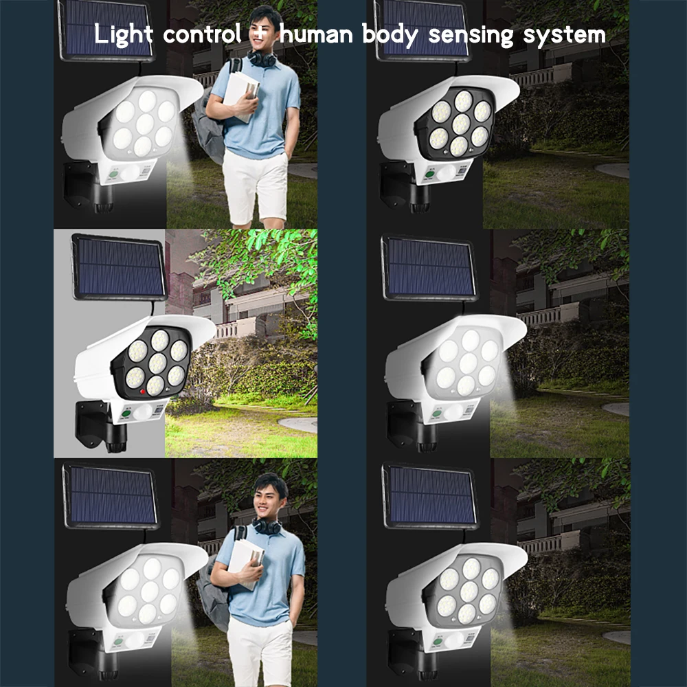

Fake Security Camera Solar Motion Sensor Light Outdoor 7 LED Spotlight IP66 Waterproof Wireless Solar Flood Light for Garden
