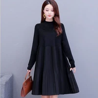 new autumn korean fashion maternity dress long sleeve knit patchwork pleated loose clothes for pregnant women pregnancy clothing
