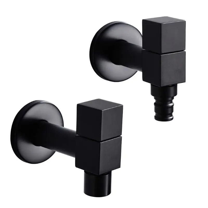 

Black Metal Copper Faucet Wall Mounted Washing Machine Tap Bath Toilet Mop Pool Water Taps for Garden Bathroom Kitchen Use X37B